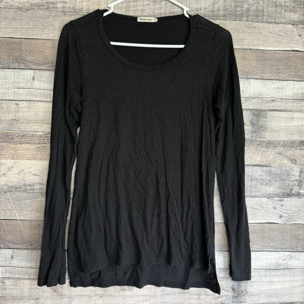Marine Layer Black Long Sleeve Cotton/Modal Baselayer Shirt Size Small
